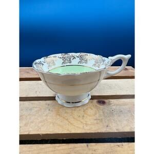 Vintage Royal Stafford England Bone China Teacup-Mint Green with Gold